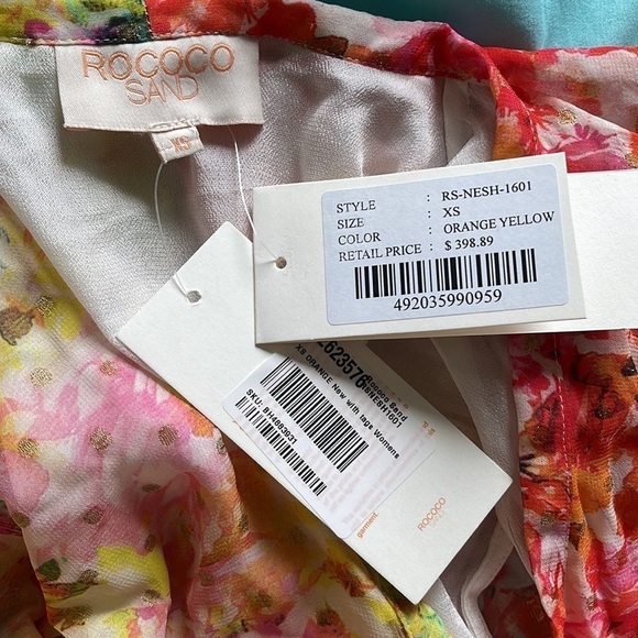 ROCOCO SAND Nesh Maxi Dress Orange Yellow Floral Metallic - Picture 6 of 6